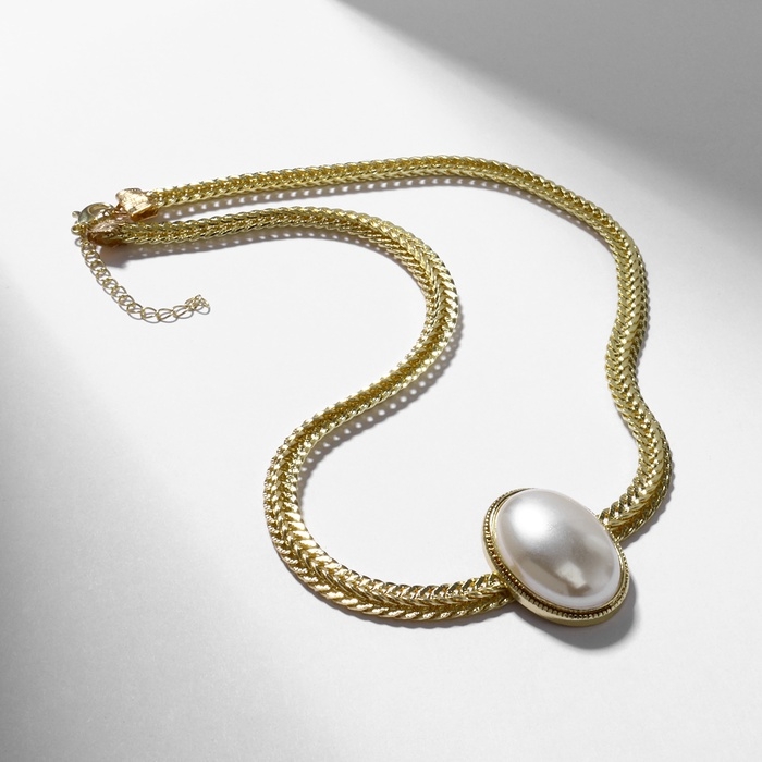 Колье Колье "Жемчужина" овал, цвет белый в золоте, 40 см