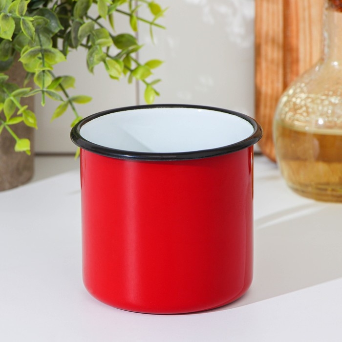 Кружка эмалированная, 400 мл, цвет красный