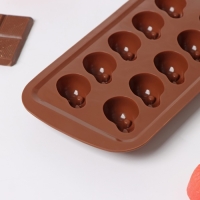 Форма для конфет и шоколада Доляна &laquo;Крик&raquo;, силикон, 21&times;11&times;2 см, 10 ячеек, цвет коричневый