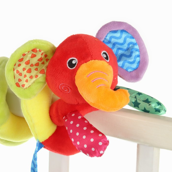 Растяжка - спираль с игрушками дуга на коляску / кроватку для малышей 0+ «Слоник яркий», Крошка Я Растяжка - спираль с игрушками дуга на коляску / кроватку для малышей 0+ «Слоник яркий», Крошка Я