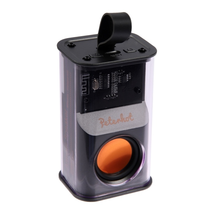 Портативная колонка K08, 5 Вт, прозрачная, подвес, 500 мАч, подсветка, чёрная Портативная колонка K08, 5 Вт, прозрачная, подвес, 500 мАч, подсветка, чёрная