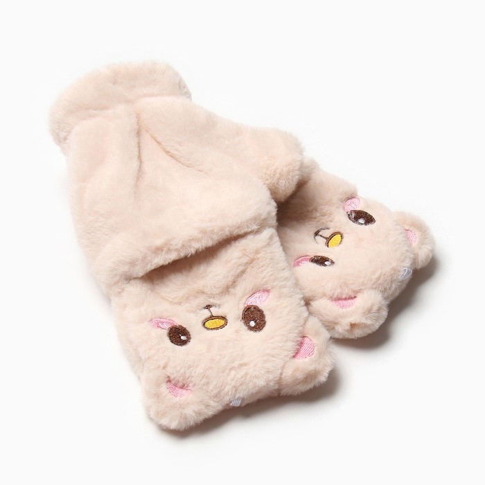 Варежки подростковые MINAKU Мишка 24 см бежевый Варежки подростковые MINAKU Мишка 24 см бежевый