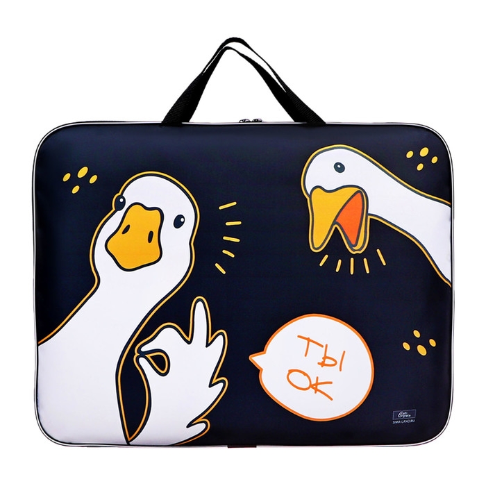 Папка для чертежей и рисунков А3, 470 х 350 х 20 мм, с ручками, текстильная, Calligrata Папка для чертежей и рисунков А3, 470 х 350 х 20 мм, с ручками, текстильная, Calligrata "Гуси"