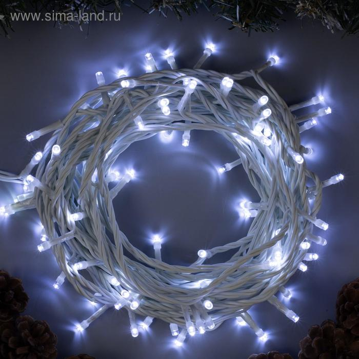 Гирлянда &laquo;Нить&raquo; 10 м, IP44, белая нить, 100 LED, свечение белое, 8 режимов, 220 В