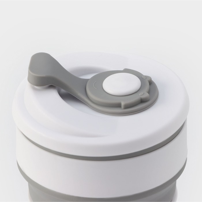 Стакан складной с крышкой Доляна &laquo;С собой&raquo;, 350 мл, 8,5&times;14 см, цвет серый