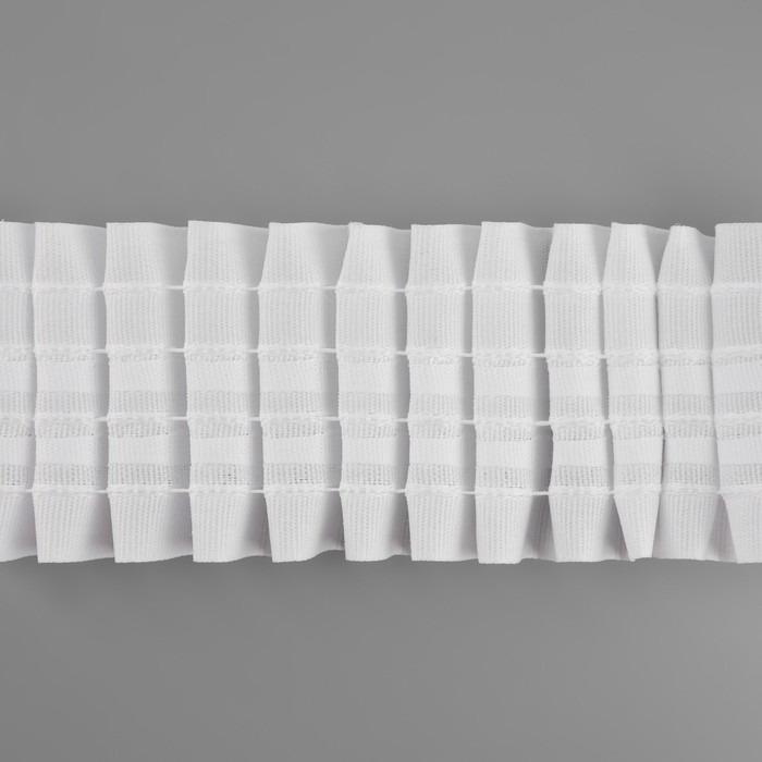 Шторная лента фиксированная сборка, матовая, 6 см, 50 &plusmn; 1 м, цвет белый