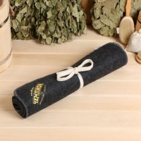 Лежак для бани темный с вышивкой "Чемпион по банному спорту" 145х50 см Лежак для бани темный с вышивкой "Чемпион по банному спорту" 145х50 см