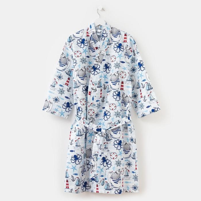 Халат мужской Этель Халат мужской Этель "Капитан" рукав 3/4, размер 58-60, вафля 200г/м2, 100% хлопок