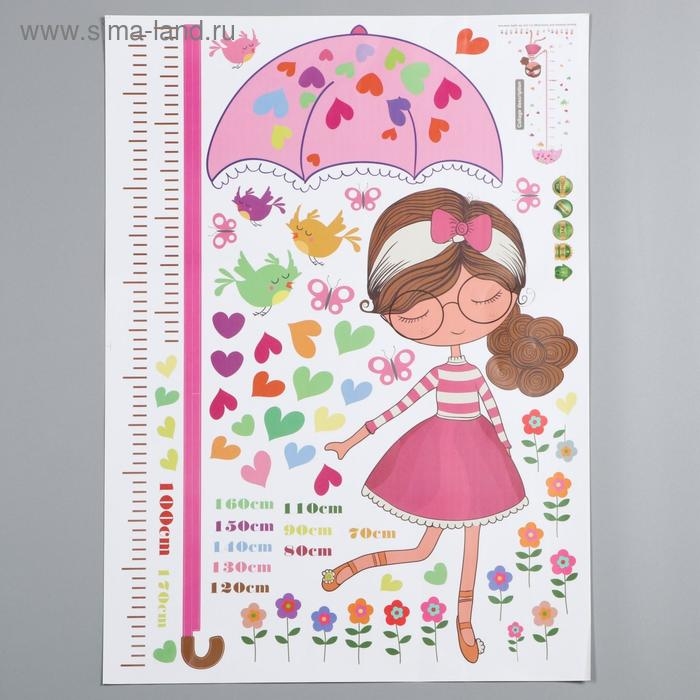 Наклейка пластик интерьерная Наклейка пластик интерьерная "Девочка с зонтиком" 50х70 см