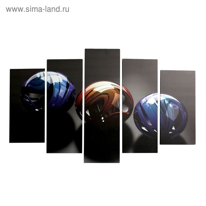 Картина модульная на подрамнике "Абстракция шары" 2-25х52; 2-25х67; 1-25х80см   80*125 см