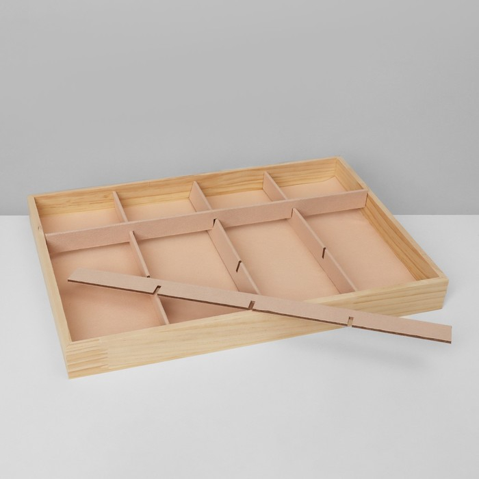 Подставка для украшений 12 ячеек, дерево, 35&times;24&times;3, цвет бежевый