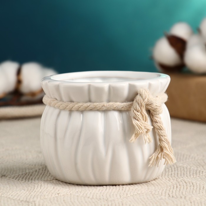 Кашпо Кашпо "Мешочек Мартин" круглый, 9х7см, белый