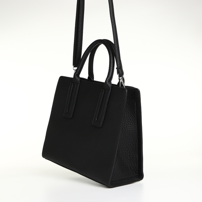 Сумка женская на молнии, TEXTURA, средний размер, цвет чёрный