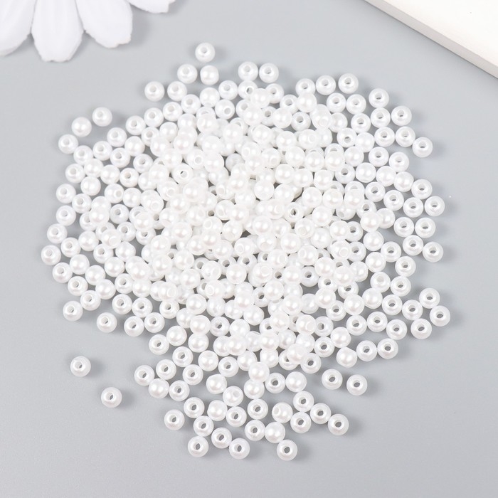 Бусины для творчества "Жемчуг" набор белый d=0,4 см 20 гр