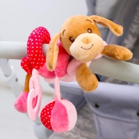 Растяжка - спираль с игрушками дуга на коляску / кроватку для малышей 0+ &laquo;Собачка Кути&raquo;, розовая, Крошка Я 3489