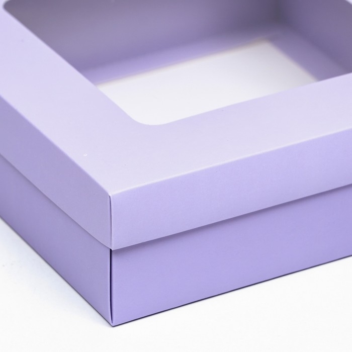 Коробка подарочная складная, упаковка, крышка-дно, сиреневая, с окном 20 х 20 х 6 см Коробка подарочная складная, упаковка, крышка-дно, сиреневая, с окном 20 х 20 х 6 см