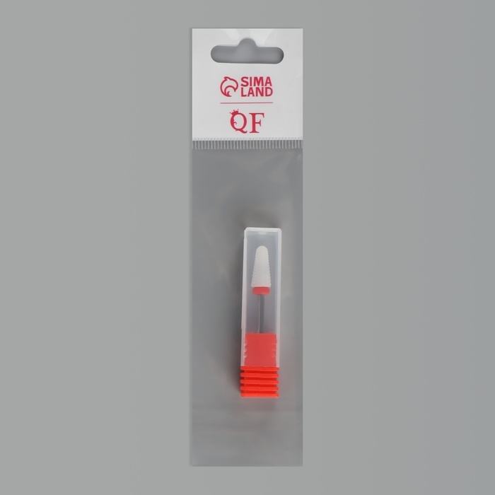 Фреза керамическая для маникюра &laquo;Конус&raquo;, мелкая нарезка, 6 &times; 13 мм, в пластиковом футляре, цвет белый