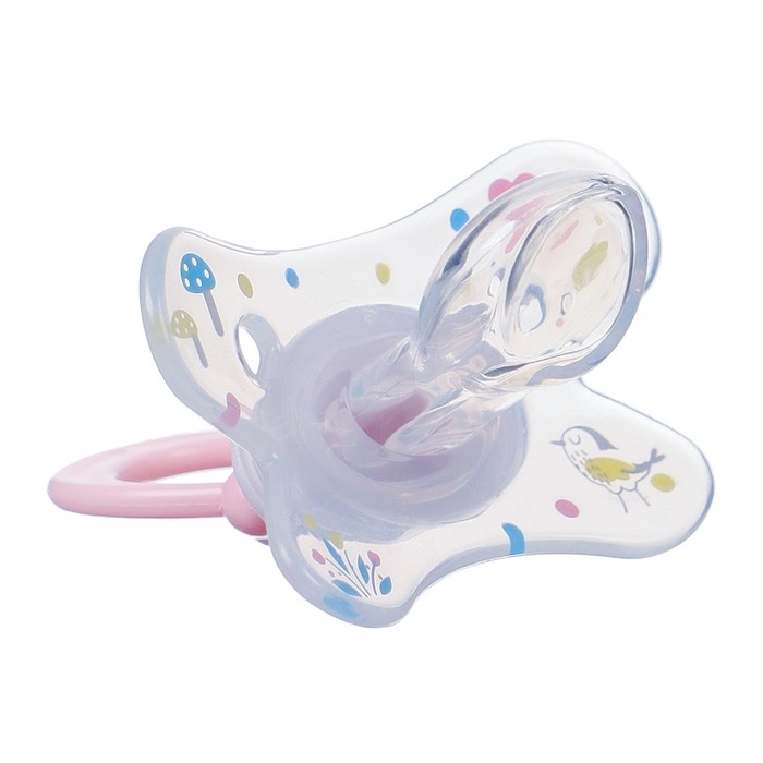 Соска - пустышка силиконовая ортодонтическая, от 12 мес., с колпачком + держатель &laquo;Зайка&raquo;, цвет розовый