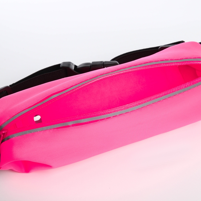 Сумка поясная на молнии, светоотражающие элементы, цвет розовый