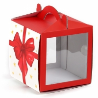 Коробка кондитерская с окном, сундук, &laquo;Бант&raquo;, 20 х 20 х 20 см