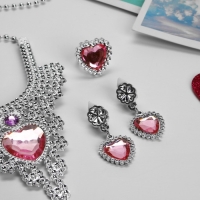 Набор детский &laquo;Выбражулька&raquo; 3 предмета: клипсы, колье, кольцо, сердце, цвет розовый