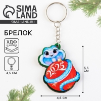 Брелок новогодний, для ключей, деревянный &laquo;Змейка на шаре 2025&raquo;, 4,6 х 10 см