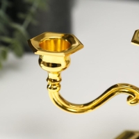 Подсвечник металл на 3 свечи "Чёткие линии" цвет золото 12,5х21,5х10 см