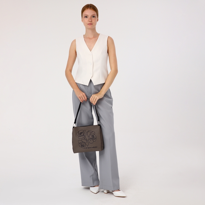 Сумка женская Сумка женская "Золотой Дождь" на молнии, цвет коричневый/чёрный