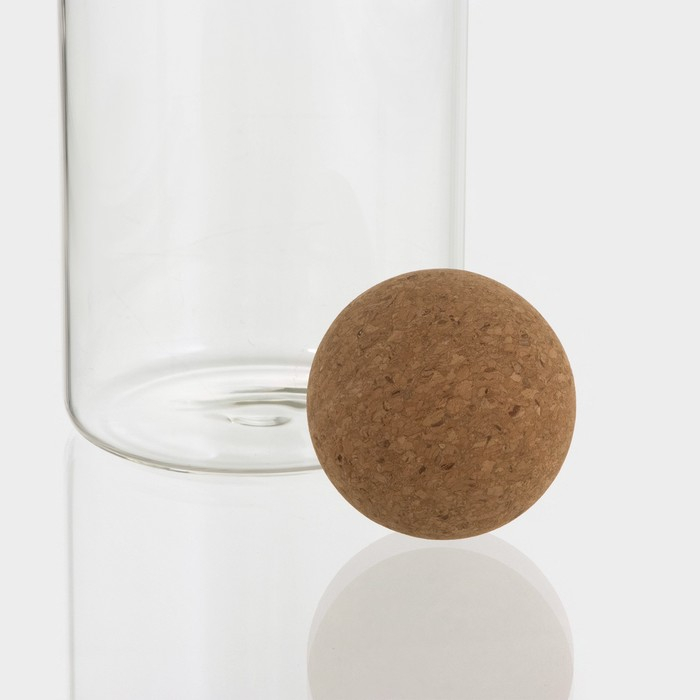 Банка стеклянная для хранения сыпучих продуктов &laquo;Эко&raquo;, 1,2 л, 9,5&times;24 см, с пробковой крышкой