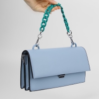 Цепочка для сумки, с карабинами, пластиковая, 23 × 17 мм, 30 см, цвет зелёный/серебряный Цепочка для сумки, с карабинами, пластиковая, 23 × 17 мм, 30 см, цвет зелёный/серебряный