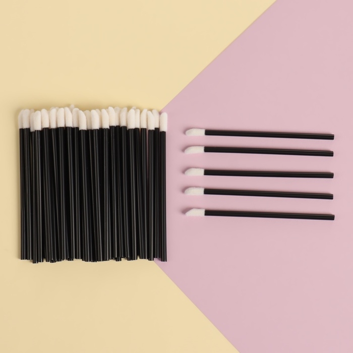 Аппликаторы для помады и блеска, набор - 50 шт, 9 см, цвет чёрный Аппликаторы для помады и блеска, набор - 50 шт, 9 см, цвет чёрный