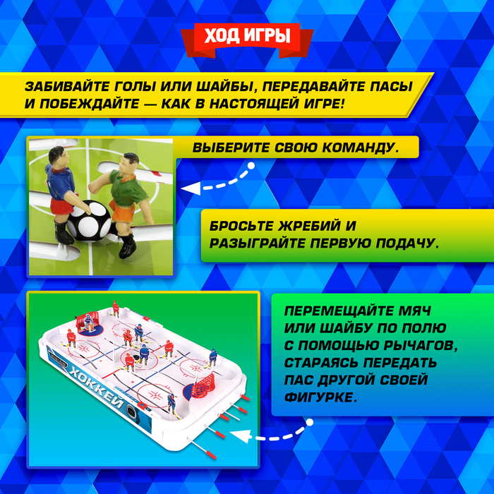 Настольная игра «Хоккей + Футбол», 2 в 1, 2 комплекта игроков Настольная игра «Хоккей + Футбол», 2 в 1, 2 комплекта игроков