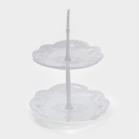 Этажерка-фруктовница овальная &laquo;Вивьен&raquo;, 2 яруса, 25,5&times;17,5/30&times;21,5 см, цвет белый