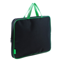 Папка с ручками текстильная А4, 350 х 265 х 45 мм, ПМД 2-42 "Офис", внутренний карман, чёрная/салатовая Папка с ручками текстильная А4, 350 х 265 х 45 мм, ПМД 2-42 "Офис", внутренний карман, чёрная/салатовая