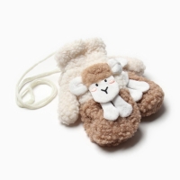 Варежки подростковые MINAKU Барашка двухцветные 24 см цвет коричневый Варежки подростковые MINAKU Барашка двухцветные 24 см цвет коричневый