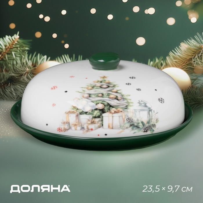 Блинница новогодняя Доляна &laquo;Приближение чуда&raquo;, d=23 см, керамика, цвет белый