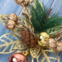 Украшение ёлочное "Праздничные цветы" (набор 2 шт) шарики, 12 см, золото Украшение ёлочное "Праздничные цветы" (набор 2 шт) шарики, 12 см, золото