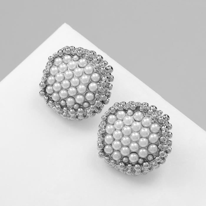 Серьги с жемчугом «Атмосфера» бусинки, цвет белый в серебре Серьги с жемчугом «Атмосфера» бусинки, цвет белый в серебре