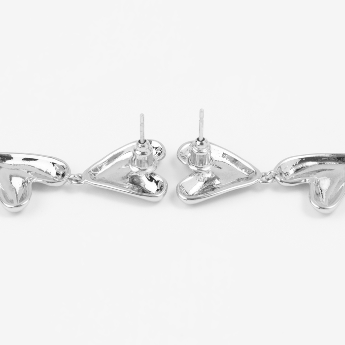 Серьги металл &laquo;Сердца&raquo; соединение, цвет серебро