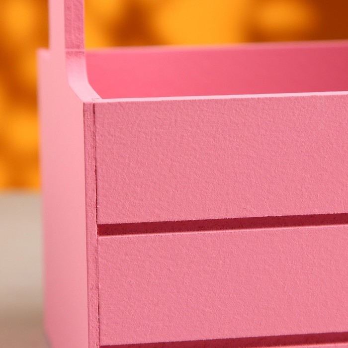 Кашпо деревянное 25.5×15×30 см Кашпо деревянное 25.5×15×30 см "Аром", ручка канат, Розовый Коралл