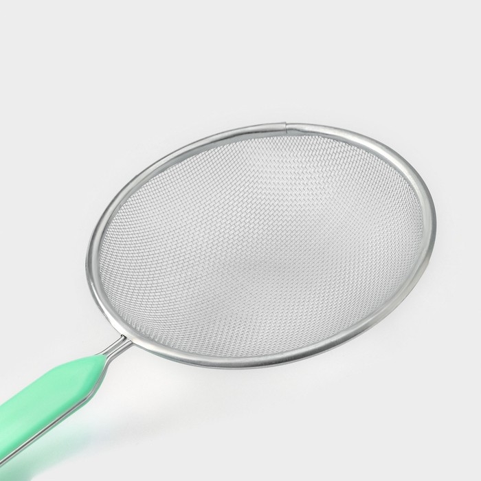 Сито для просеивания с ручкой Доляна &laquo;Хозяюшка&raquo;, d=14 см, цвет зелёный