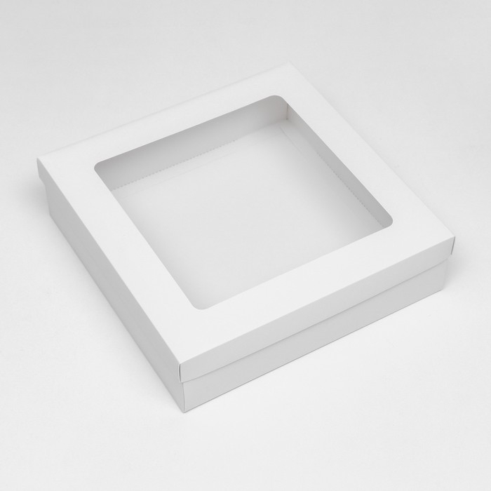 Коробка подарочная складная, упаковка, крышка-дно, с окном, белая, 30 х 30 х 8 см Коробка подарочная складная, упаковка, крышка-дно, с окном, белая, 30 х 30 х 8 см
