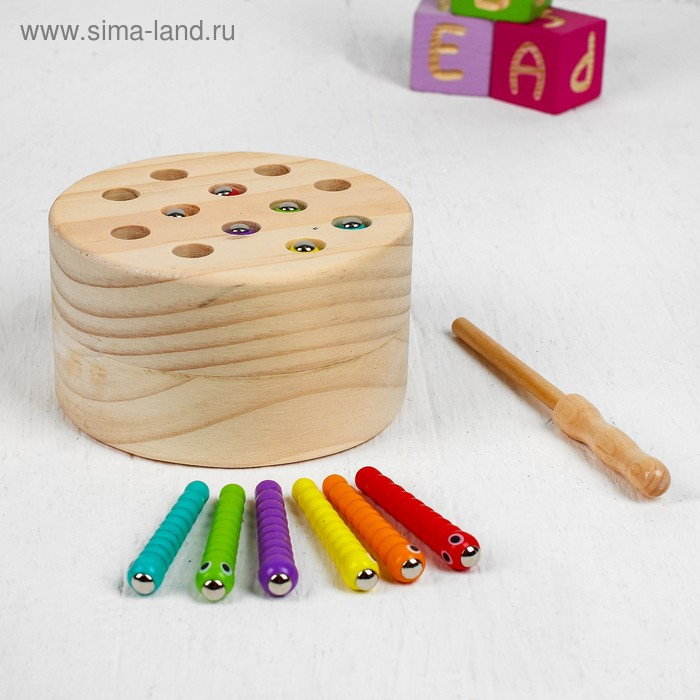 Игрушка развивающая рыбалка, размер: 11,5 &times; 11,5 &times; 6,5 см, 12 червячков