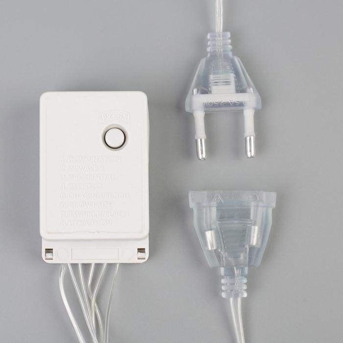 Гирлянда &laquo;Занавес&raquo; 3 &times; 1.4 м с насадками &laquo;Перья&raquo;, IP20, прозрачная нить, 80 LED, свечение розовое, 8 режимов, 220 В