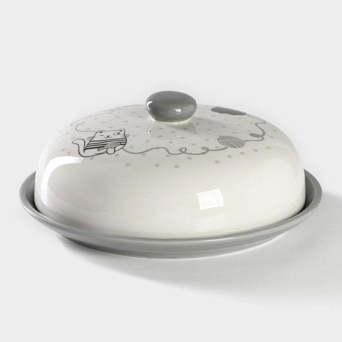 Блинница Доляна &laquo;Уютные коты&raquo;, d=23 см, цвет белый