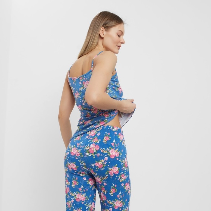 Пижама женская (майка, брюки) цвет индиго, размер 54