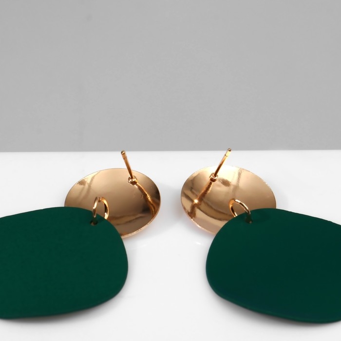 Серьги металл &laquo;Леди&raquo;, цвет зелёный в золоте