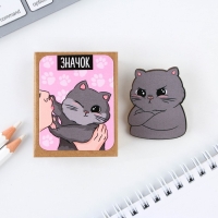 Значок деревянный &laquo;Котик&raquo;, 3,2 х 4 см