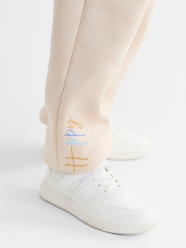 Брюки для девочки с начёсом MINAKU: Exclusive print, бежевые, Oversize рост 116 см Брюки для девочки с начёсом MINAKU: Exclusive print, бежевые, Oversize рост 116 см