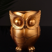 Кашпо "Сова" 10х7 см, цвет бронза